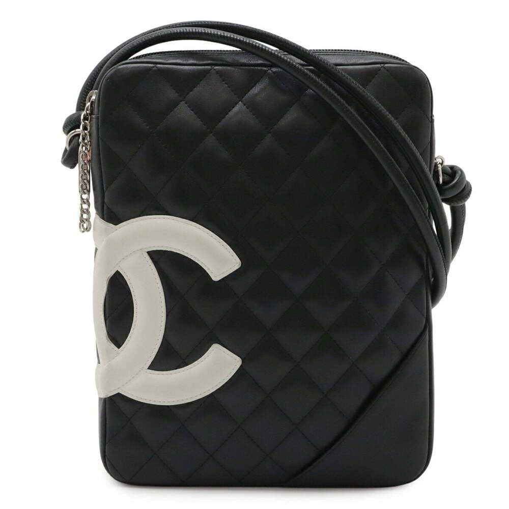 CHANEL Black Leather Logo Pochette Shoulder Bag - Picture 2 of 10
